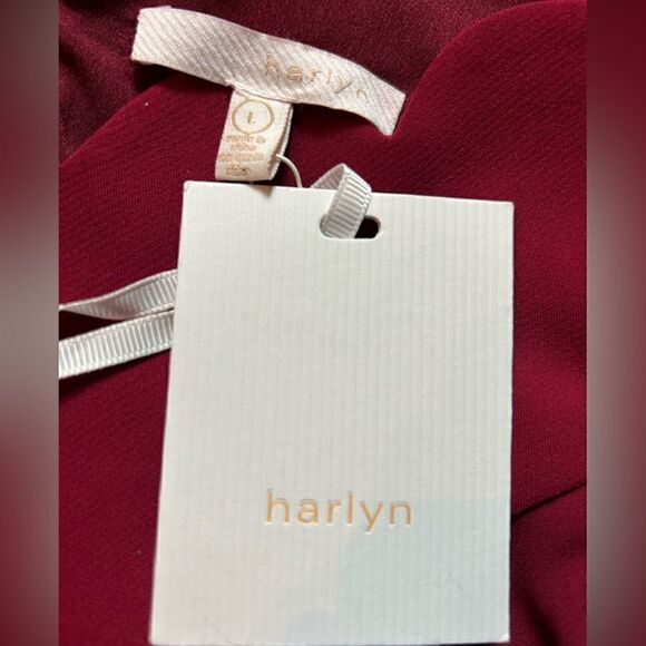 New women’s Harlyn Burgundy Dress Scalloped large short sleeve semi formal midi - Picture 5 of 8